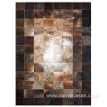 Cowhide patchwork leather area rug